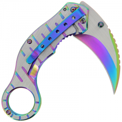 Składany nóż  karambit tęczowy 540